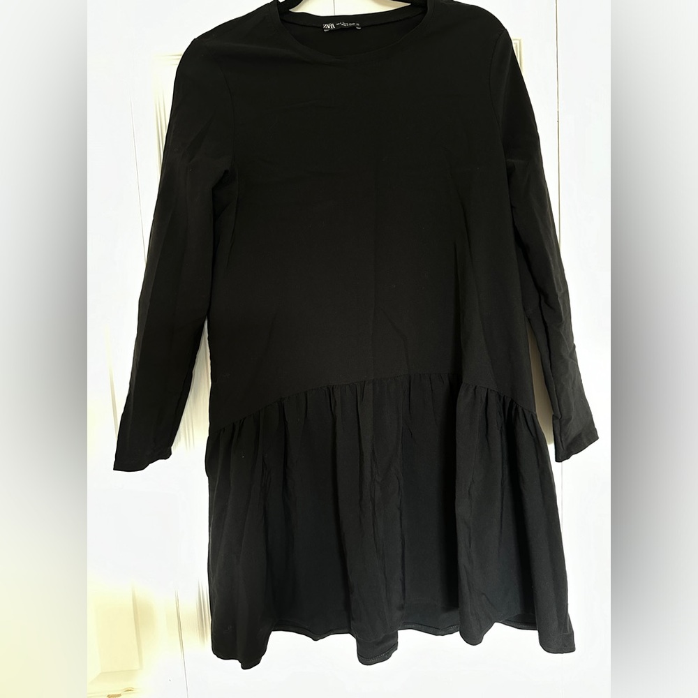 Zara Black Long Sleeve Tiered Dress